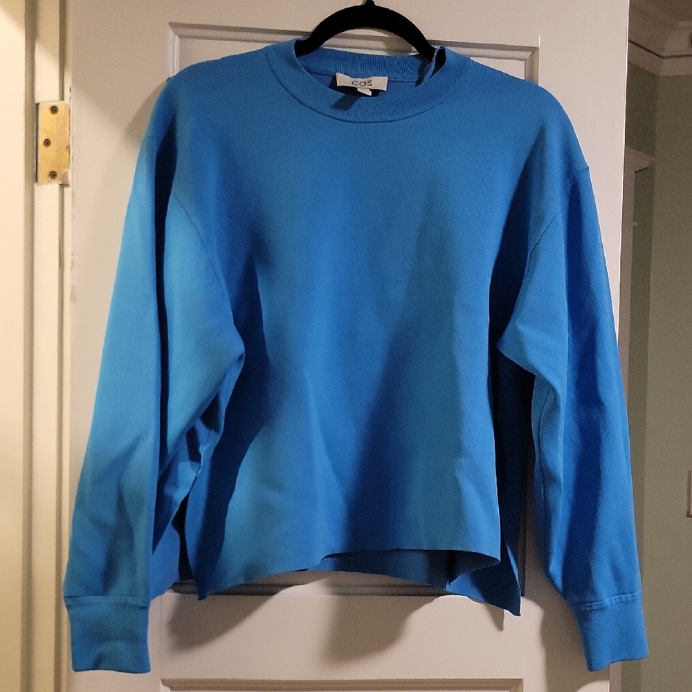 COS Sculptural Cobalt Blue Knit Top Sweatshirt - M